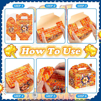 24 Pcs Dart Party Favors Gift Boxes Goodie Candy Treat Cookie Boxes Halloween Candy Containers with Handles for Dart Gun Theme Birthday Party Gift Wrapping