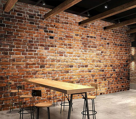 Eierme-Close-up of a Brick Wall Background with Strong Texture Peel and Stick 90" x 67"