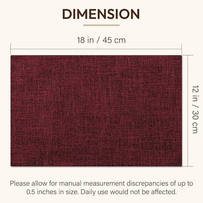 Blue Forest Placemats Set of 4, Dual-Layered Thickened Faux Linen Cloth Place Mats Heat Resistant Machine Washable Wrinkle Free Table Mats Indoor/Outdoor (Red)