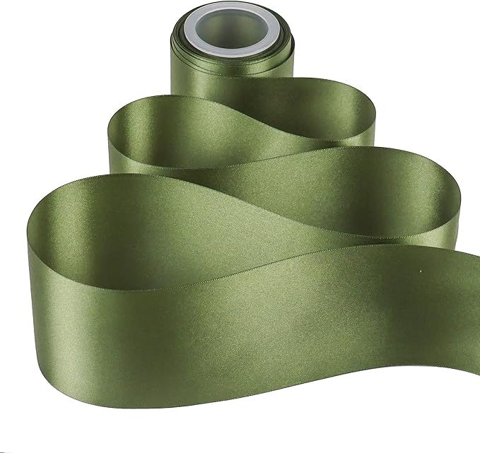 MEEDEE Moss Green Satin Ribbon Lux Double Faced Satin Ribbon 3 Inch Green Christmas Ribbons by 10 Yards Moss Green Ribbons for Christmas Tree, Flower Bouquet, Weddings, Bow Making, Holiday Decor