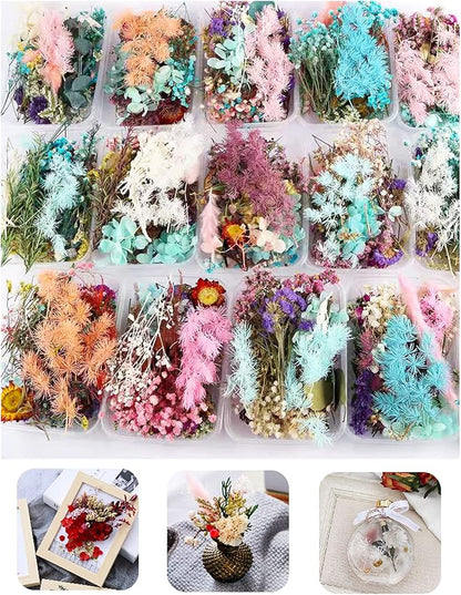 3 Packs Real Natural Dried Flowers for Making Mobile Phone Case Candle Handmade Crafts Epoxy Resin Pendant Necklace Jewelry DIY Accessories,Mixed Multi-Color Dried Flowers(Random Shipping 3 Packs)