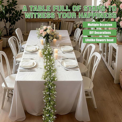 2 Pcs 5.9Ft Artificial Baby's Breath Garland Vine, 162 Branches Real Touch Faux Gypsophila Vines, White Fake Hanging Flowers for Wedding Arch, Home Decor, Baby Shower, New Year Party Decoration