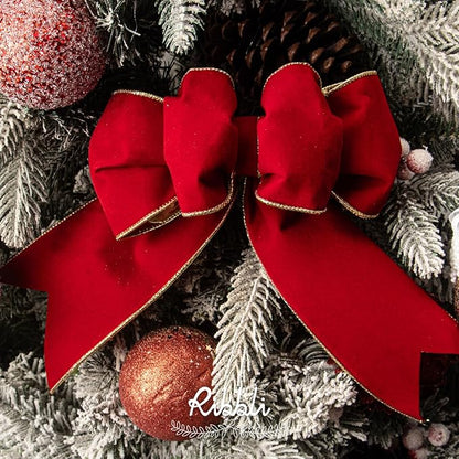 Ribbli Red Velvet Wired Ribbon 4 Inch Luxury Matte Velvet Christmas Ribbon for Gift Wrapping Christmas Tree Decoration Crafts Wreaths Supplies -10 Yards