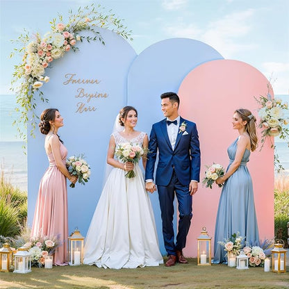 Pink and Blue Arch Backdrop Cover 8FT 7.2FT 6.6FT Arch Covers Stretchy Backdrop Set of 3, Gender Reveal Arch Cover Spandex Fitted Fabric Arch Covers for Boy or Girl Party Birthday Baby Shower Decor
