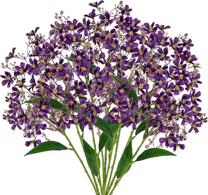 Hollyone Artificial Daphne Flowers with Long Stem 3Pcs Faux Purple Flowers 28.3” Fake Autumn Fall Silk Flowers Piacks Bouquet for Floral Arrangement Wedding Party Centerpiece Table Home Decor