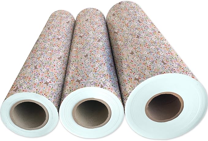 Jillson Roberts Bulk Gift Wrap, Everyday Gift Wrapping Supplies, Delicate Floral 1/2 Ream 417 feet x 30 inches