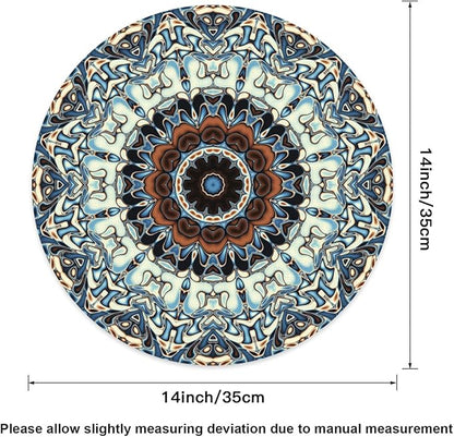 Mandala Round Placemat Set of 4 Elegant Linen Table Mats for Dining, Heat Resistant, Stain Resistant Perfect for Dinner Parties, Restaurants, and Everyday Use