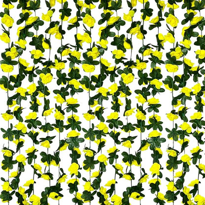 8Pcs 63Ft Yellow Rose Garland, Fake Rose Hanging Flowers, Artificial Flower Vine, Hanging Floral Vine Garland for Wedding, Birthday Party, Wall Arch, Halloween, Christmas Garden Backdrop Decor