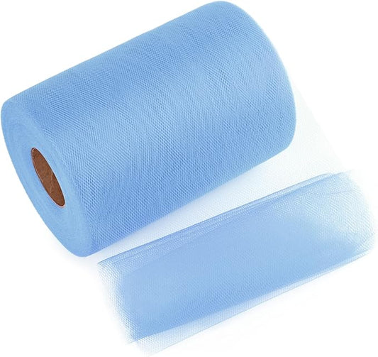 Dusty Blue Tulle Mesh Ribbon 6 Inch x 100 Yards(300ft) Netting Spool Fabric Ribbon Ideal for Tutu Skirt Art Gift Wrapping Flower Bouquet Crafts Weddings Floral Arrangements