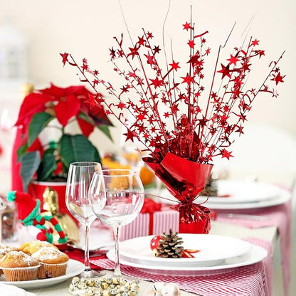 ALISSAR 4-Pack Glitter Red Star Centerpieces-Table Decorations for Home Decor Birthday Wedding Anniversary Decor (Red)