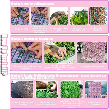 Flower Wall Backdrop, 12PCS 10.6"-15.7" Artificial Flower Wall Panel with Various Styles, 3D Floral Wall Decor for Wedding Photo Background Festive Party Home Decoration (L011, 15 * 15in)