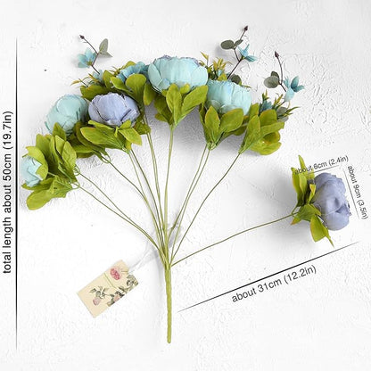 FiveSeasonStuff Vintage Artificial Peonies Silk Peony Flowers and Hydrangeas for Wedding Bridal Home Décor – Beautiful Floral Centerpiece Arrangement Decoration with 2 Bouquets (Mixed Blue)