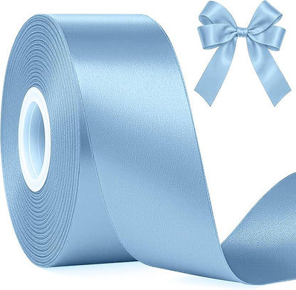 Fullive 1 1/2 Inch Sky Blue Ribbons, 30 Yards Ribbon for Gift Wrapping, Polyester Satin Ribbons for Crafts for Birthday Graduate Christmas Decorations DIY Bows Wrapping Bouquet Floral Arrangements