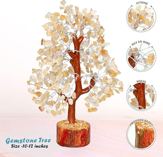 Citrine - Gemstone Tree - Feng Shui Money Tree - Crystal Tree for Positive Energy - Money Crystal Stone - Crystal Tree - Spiritual Gift - Good Table Decor - Bonsai Tree - Positive Energy