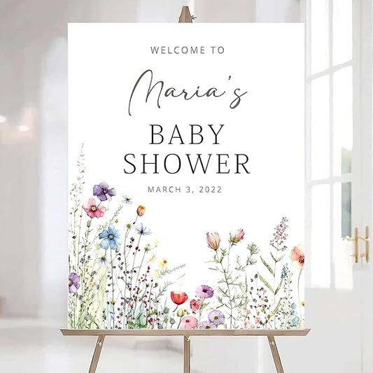 Editable Wildflower Baby Shower Welcome Sign, Personalized Boho Floral Baby Shower Sign, Spring Flowers Theme, Elegant Flower Decorations, Custom Name Signage for Boy or Girl #20