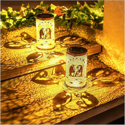 Christmas Gifts for Women Penguin Solar Lanterns Outdoor Waterproof Hanging Solar Lights Penguin Gifts for Women Men Metal Decorative LED Lanterns for Garden Decor,Yard,Patio,Lawn,Tabletop,Pathway