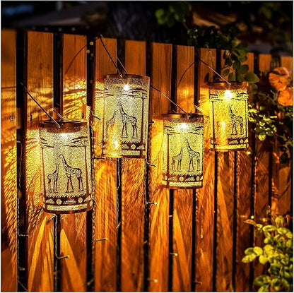 2 Pack Giraffe Solar Lanterns Outdoor Waterproof Hanging Solar Lights Giraffe Gifts for Women Men Metal Decorative LED Giraffe Lanterns for Garden Decor,Yard,Patio,Lawn,Tabletop,Pathway,Landscape