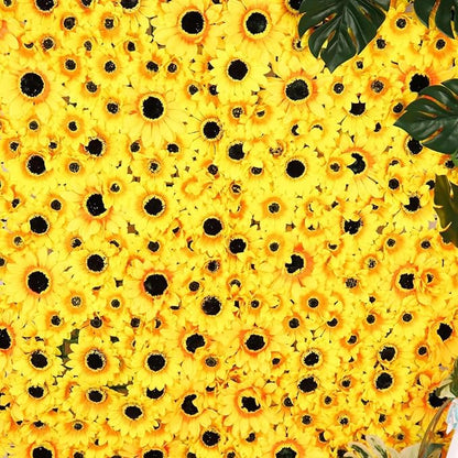Efavormart 11 Sq ft. | 4 Panels Artificial Sunflower Wall Mat Backdrop, Flower Wall Decor, Indoor/Outdoor UV Protected
