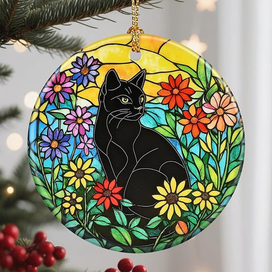 Christmas Ornaments: Christmas Tree Decorations, Black Cat Holiday Decor, Stocking Stuffers, Gift Ideas, Xmas Gifts & Gifts for Cat Lover