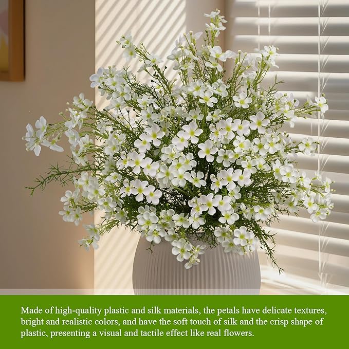 Spring Decorations for Home Fake Flowers Hydrangea Artificial Plants Indoor Mantle Decor Plastic Flowers Artificial Plants Outdoor Garden Decor Hanging Plants 6pcs White Flowers