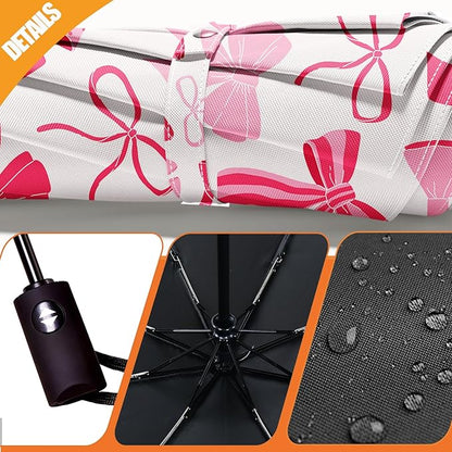 Small Compact Travel Automatic Folding Umbrella for Women, Portable Lightweight, Rain, Wind, UV Sun Shade
