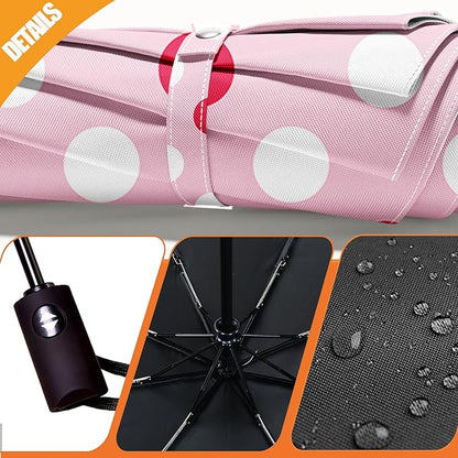Small Compact Travel Automatic Folding Umbrella for Women, Portable Lightweight, Rain, Wind, UV Sun Shade
