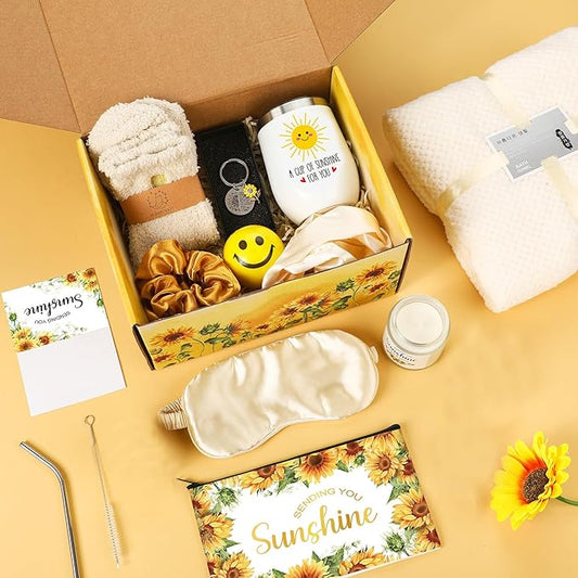 14 Pcs Sunflower Gifts for Women, Sending Sunshine Christmas Gifts Birthday Gift Women Get Well Soon Gift Baskets Care Package Unique Spa Box for Thinking of You Her Sister Best Friend