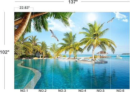 Eierme-Luxury Beach Resort Background Mural Wallpaper Peel and Stick 137" x 102"