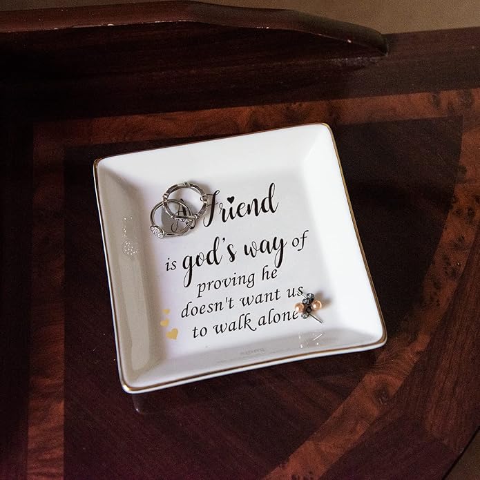 HOME SMILE Ceramic Ring Dish Jewelry Tray for Mom Sister Friends