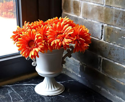 TOPIA Artificial African Daisies Flowers African Daisy Silk Flowers Artificial Gerbera Daisies Pack of 10 (Orange)