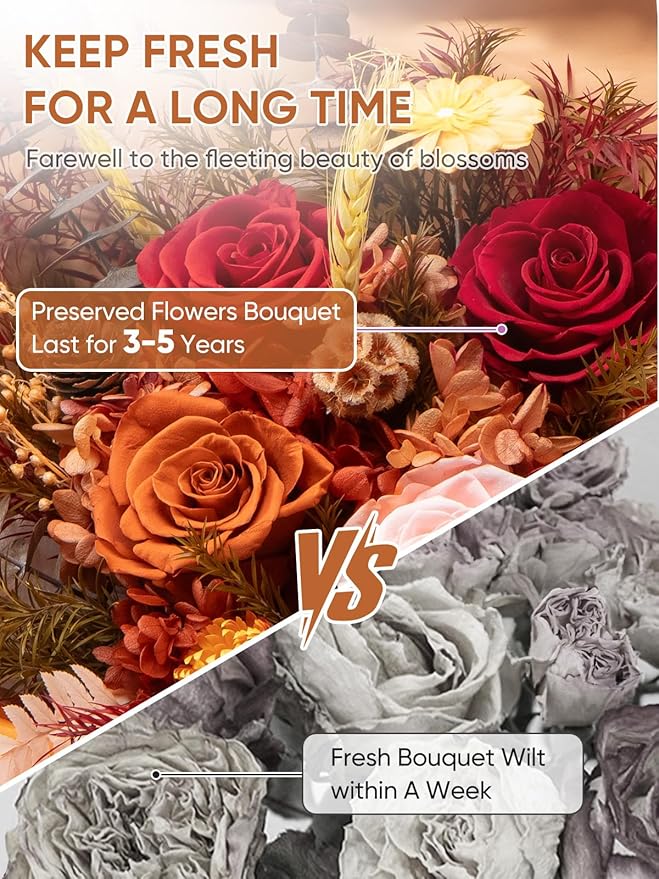 Flowers for Delivery Preserved Flower Fresh Bouquet Forever Flowers Birthday Gifts for Women Mom Anniversary Real Rose Gifts for Grandma Sister Wife Her from Daughter Home Wedding Decor