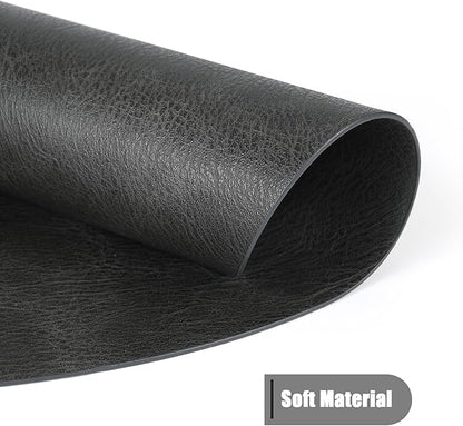 UnivoColors PU Leather Placemats Set of 6,15 Inches Round Washed Cowhide Pattern Table Mats for Dining Table, Kitchen, Party Decoration(Retro Black)