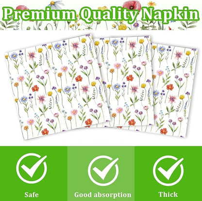 Wildflower Party Plates and Napkins supplies, Floral Paper Plates Wildflower Baby ShowerDecorations Tableware for Spring Summer Pinic Wedding Birthday Tea Party Service 24 Guests