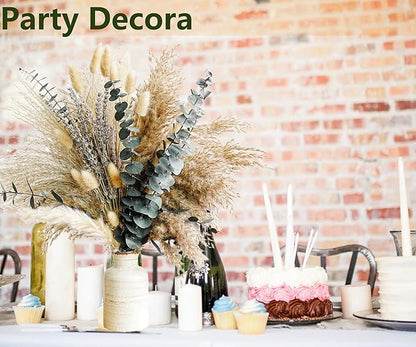 Green Pampas Grass Boho Bouquet – Exquisite Lavender and Eucalyptus Dried Flower Arrangements for Western Boho Decor – Rustic Flowers for Your Bohemian Home, Bedroom, and Wedding Table Décor