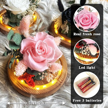 Preserved Roses & Fresh Flowers Bouquet – Gift for Women, Roses That Last Forever, Flowers for Delivery Prime – Birthday, Mother’s Day & Christmas