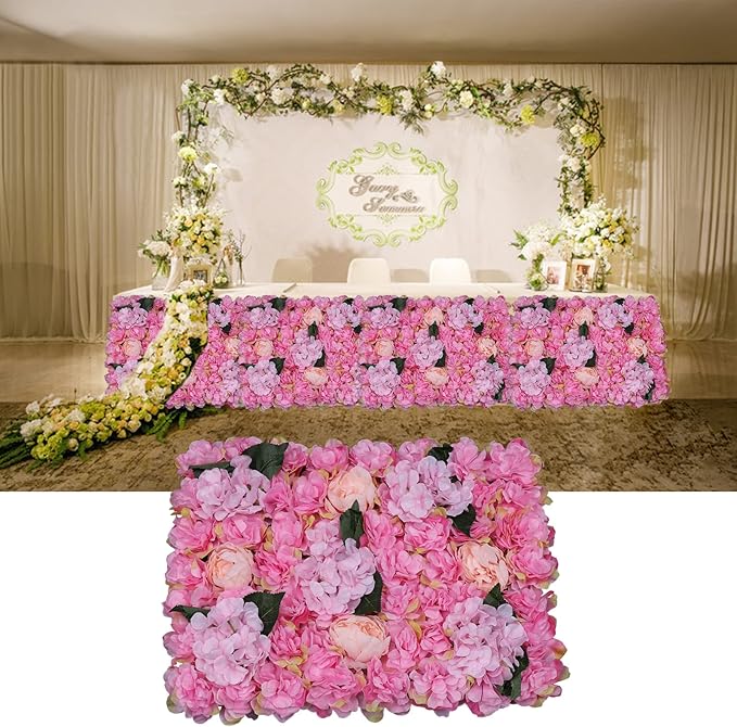 15.74"x 23.62" Artificial Flower Wall Panels,Flower Wall Mat Silk Flower Panels for Outdoor Garden Backyard Fence Fence Privacy Screen and Indoor Wall Decor (6Pcs Pink)