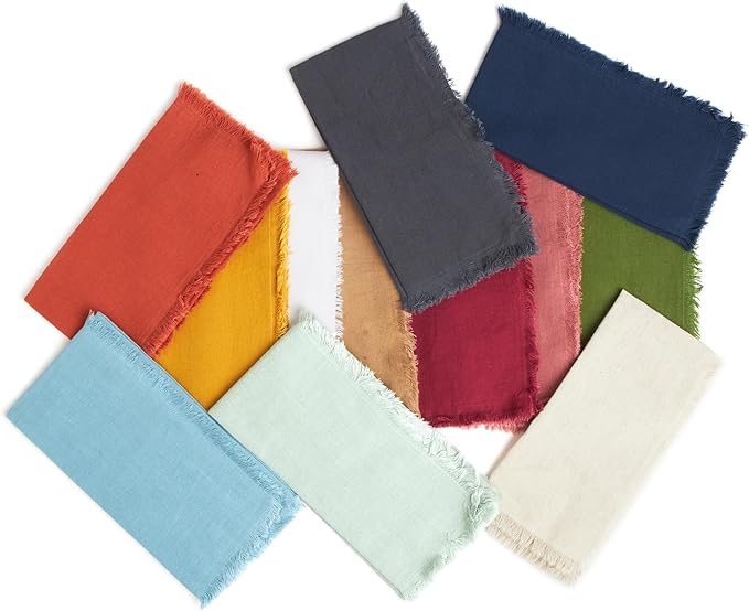 ACCENTHOME Navy Cotton Linen Napkin Set of 12 18x18 inch Dinner Napkins - Washable Soft Premium Hotel Quality Reusable Hemmed Edges Napkins Perfect Table Linens for Family Dinners, Weddings