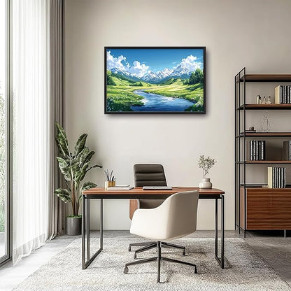 Mountain River Large Wall Art Framed Nature Scenery Wall Decor for Living Room Mountain Landscape Pictures Oversized Canvas Print Painting Modern Extra Large Framed Artwork for Bedroom Office 36"x24"