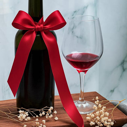 Fullive 1 1/2 Inch Ribbon for Gift Wrapping, 30Yards Wine Red Christmas Tree Ribbon, Polyester Ribbons for Flower Bouquet for Wedding Christmas Decoration DIY Bows Wrapping Bouquet Floral Arrangements