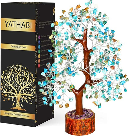 Turquoise Crystal Bonsai Tree - Feng Shui Gemstone - Spiritual Gift for Women - Tree of Life Decor - Chakra Stone - Positive Energy