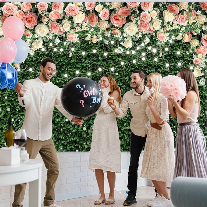 Sensfun Flower Wall Backdrop Spring Pink Rose Blossom Green Leaves Photography Background Floral Grass Birthday Baby Shower Miss to Mrs Wedding Bridal Shower Backdrops Portrait Photo Booth Props 7x5ft