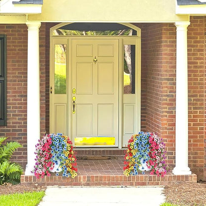 Artificial Hanging Flowers for Outdoors Faux Plants for Spring Summer Decoration,6 Bundles UV Resistant Realistic Silk Flowers Indoor Outside Garden Porch Patio Balcony Yard Farmhouse