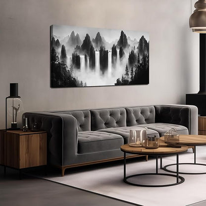Mountain Pictures Wall Art for Bedroom Black and White Wall Decor for Living Room Waterfalls Wall Decor for Office 20 x 40 Inches