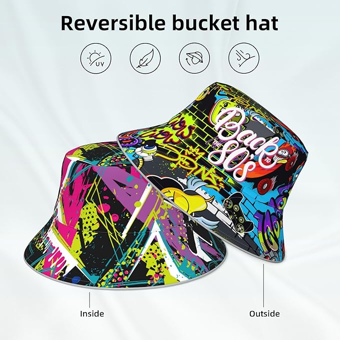 Bucket Hat Beach Summer Sun Hat Reversible Fisherman Hats Double Sided Wearing for Women Men Boys Girls