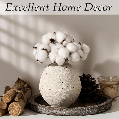 Ceramic Flower Vase, 6.22 Inch Rustic Farmhouse Vase Home Decor, Handcrafted Vintage Pottery Vase, Small Terracotta Vases for Living Room, Table, Shelf, Fireplace, Cream-White