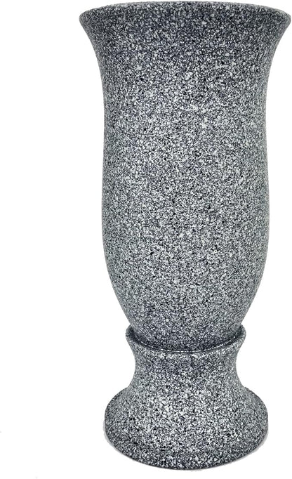 Grave Decorations for Cemetery Vase for Flowers with Stakes and Floral Foam, Draining Holes - for Garden, Grave,Cemetery,Lawn, Yard - Memorial Grave Decorations - Nature Granite Colour