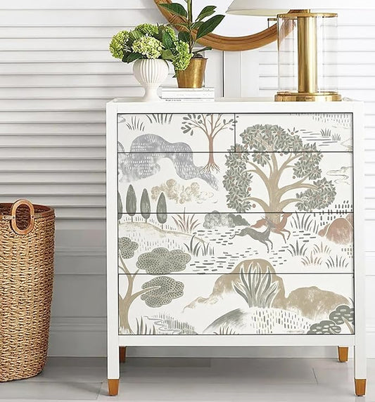 Erfoni 16.9"x118" Boho Peel and Stick Wallpaper Forest Green/Brown/White Contact Paper DIY Self Adhsive Wallpaper Waterproof Removable Peel and Stick Wall Paper for Bedroom Accent Walls Decor
