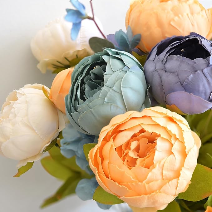 FiveSeasonStuff Vintage Artificial Peonies Silk Flowers and Hydrangeas for Wedding Bridal Home Décor – Beautiful Floral Centerpiece Arrangement Decoration with 2 Bouquets (Vintage Peaceful)