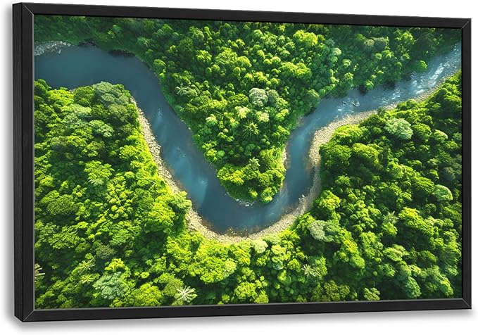 Framed Large Pictures Wall Art for Living Room, Forest River Landscape Oversized Wall Decor Nature Scenery Canvas Print Painting Extra Large Framed Artwork for Bedroom Office 36"x24"