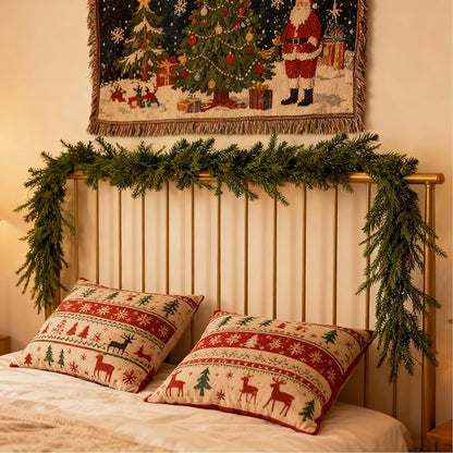 6FT Christmas Garland with Artificial Norfolk Pine - Christmas Decorations, Fall Decor, Mantle, Norfolk Greenery for Fireplace,Table,Window,Stairs,Mante,Holiday Indoor Outdoor Xmas Decor